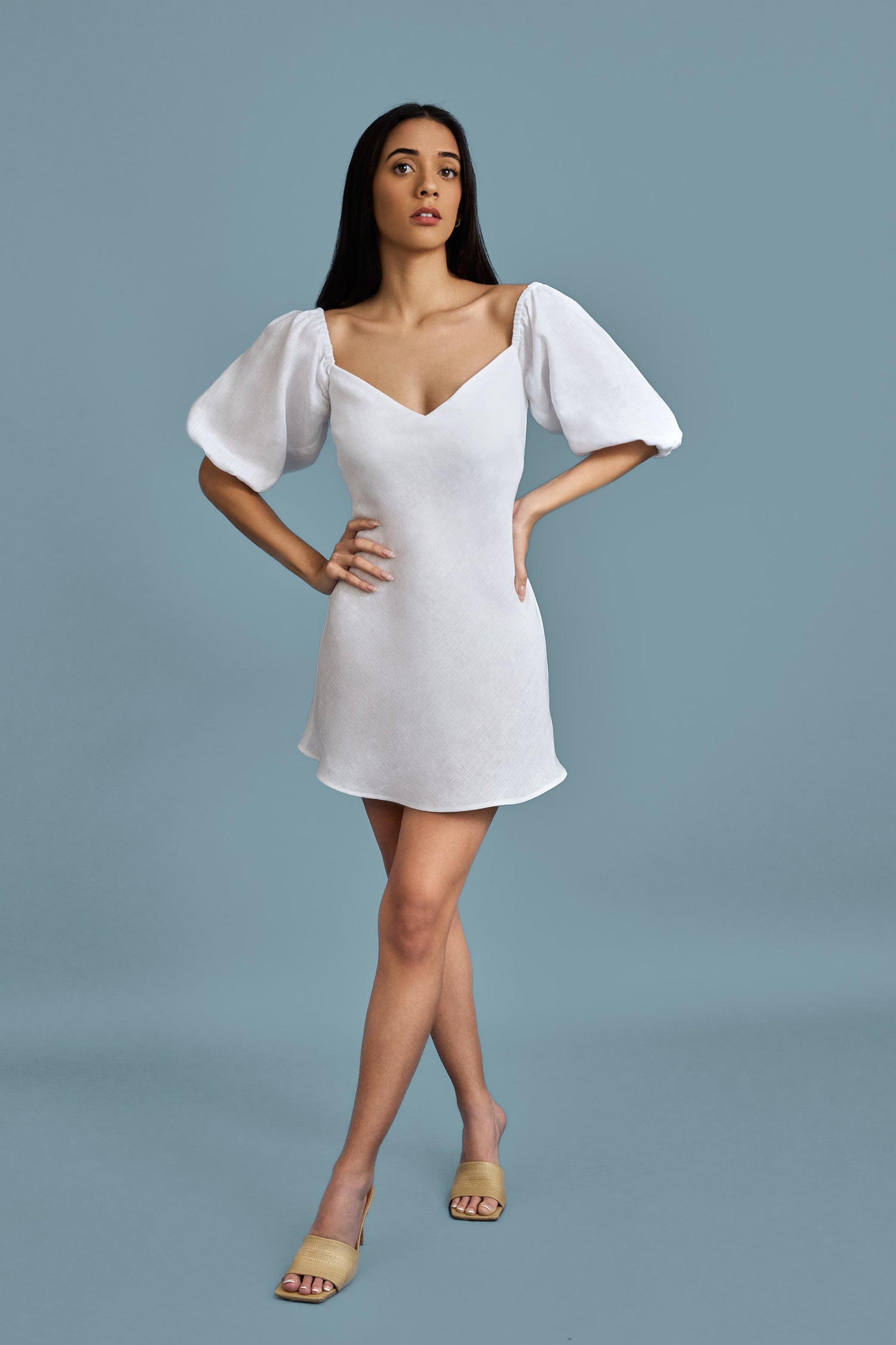 100% Linen Dresses XL / White 100% Linen Dresses XL / White